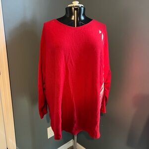 ellos Red Sweater with button sleeve detail